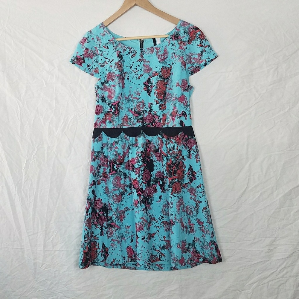 Kensie Blue dress with red floral print